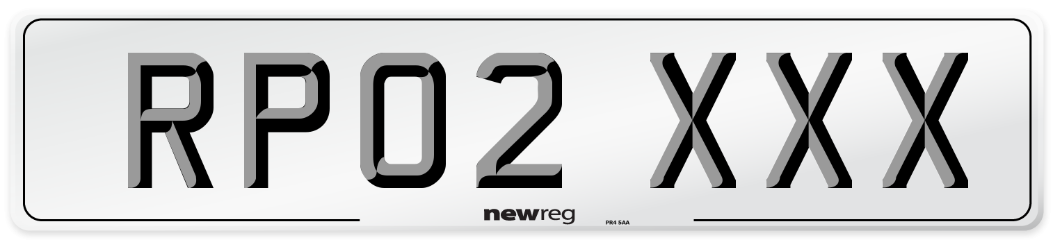 RP02 XXX Number Plate from New Reg